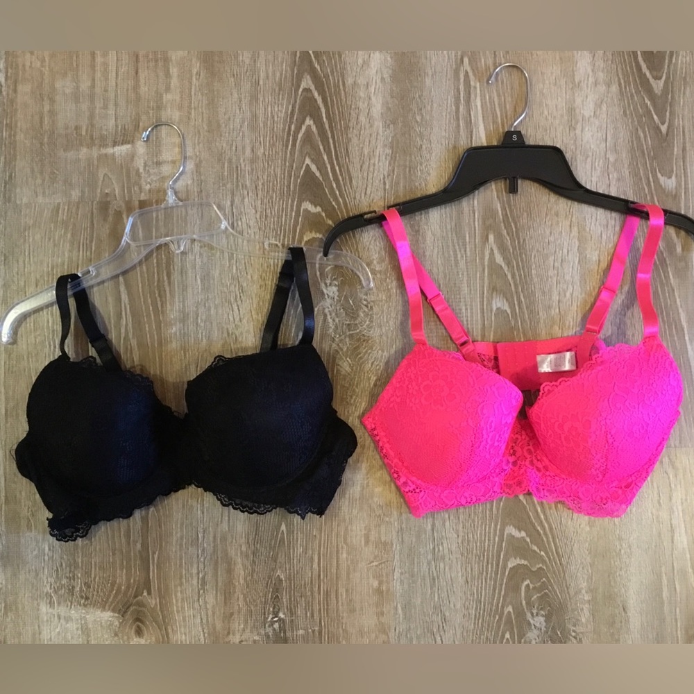 Two Bras,Pink / Black, Size 40C